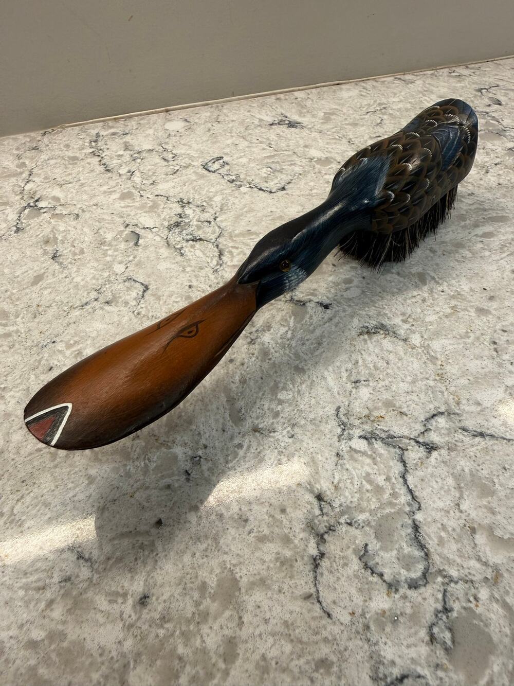 Vintage Mallard Duck Wooden Hand-painted Clothes Brush Bird Collectible